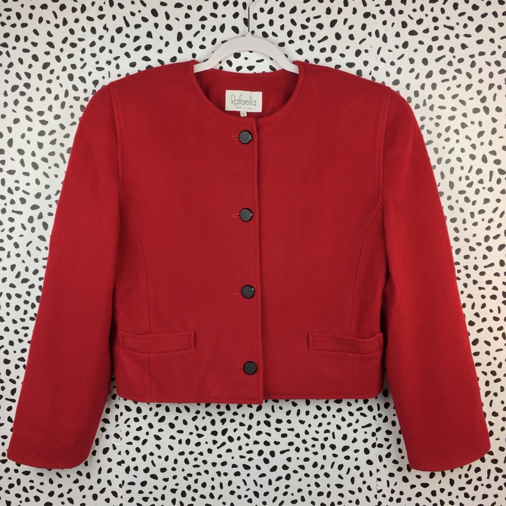 Rafaella Vintage Red Wool Blend Crop Jacket Sz 10
